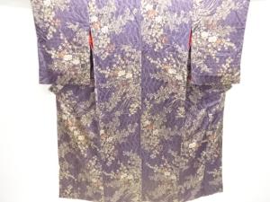 アンティーク　綸子草花模様着物